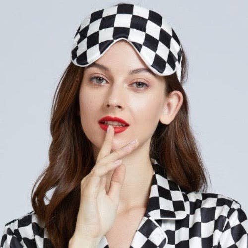 LanLivia - Wholesale Sleep/Eye Mask - 100% Silk Sleep Mask-Strips n Checkboard Patterns-Oversize12
