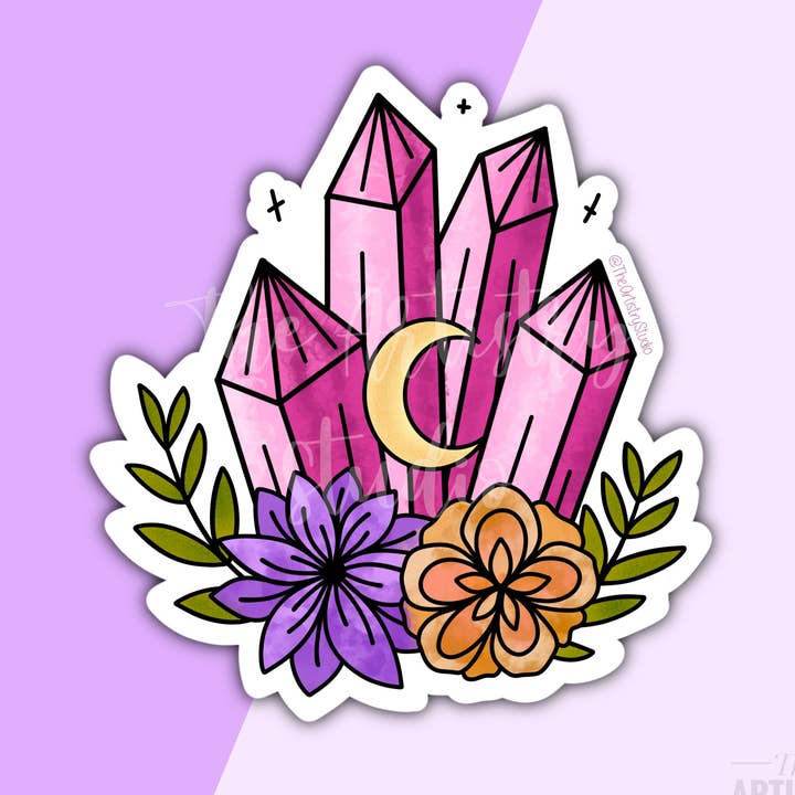 Rose Quartz Sticker | 2.6x2.8 for wholesale by The Artistry Studio