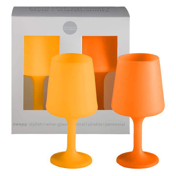 buttermilk + cantaloupe | swepp | silicone unbreakable wine glasses for wholesale by Porter Green | USA