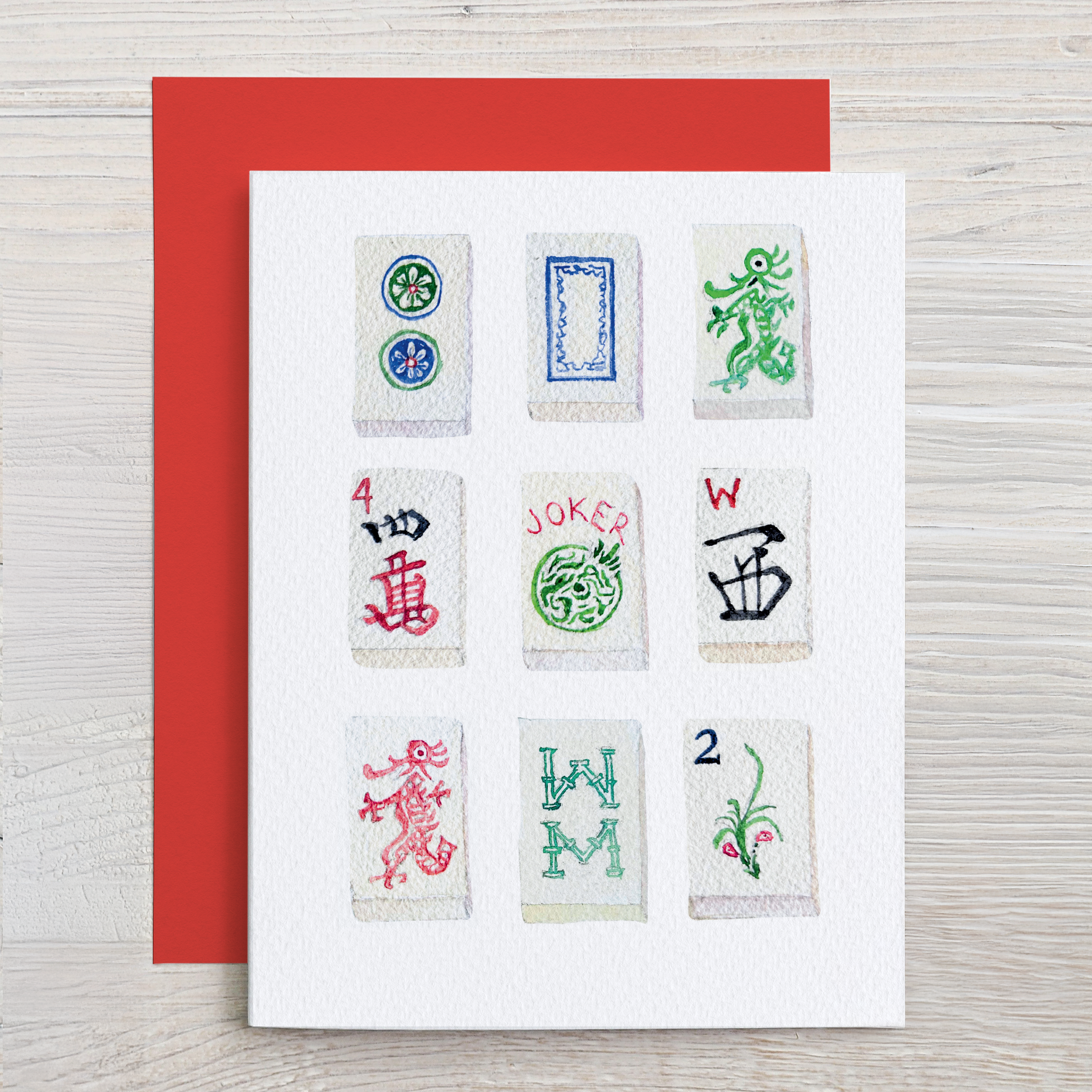 Waterline Studio - Wholesale Stationery/Notecard Set - Assorted Mahjong Watercolor Note Card Set2
