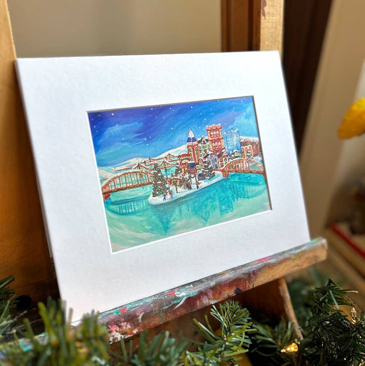 Ally Bartoszewicz Art - Wholesale Art Print - "Walking in a Yinzer Wonderland" 5x7 print with 8x10 mat 0