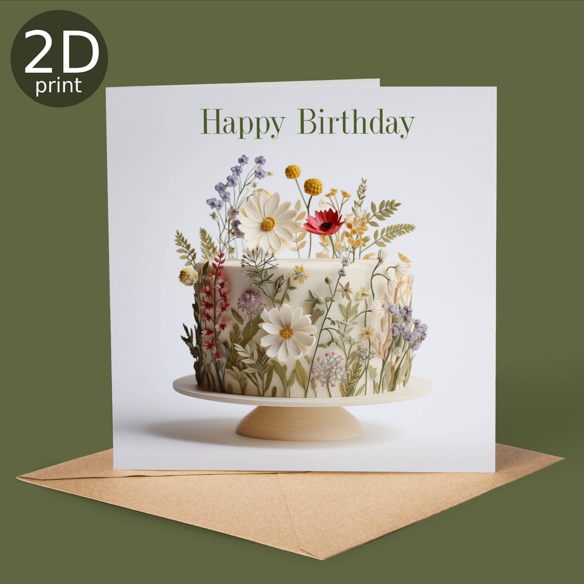 Good Post Day - Wholesale Birthday Card - Happy Birthday Garden Flower Cake 2D Printed Card0