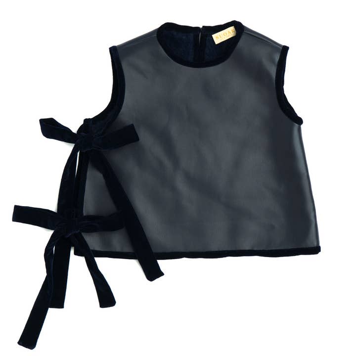 Navy Faux Læder Top for engroshandel hos SUOAK