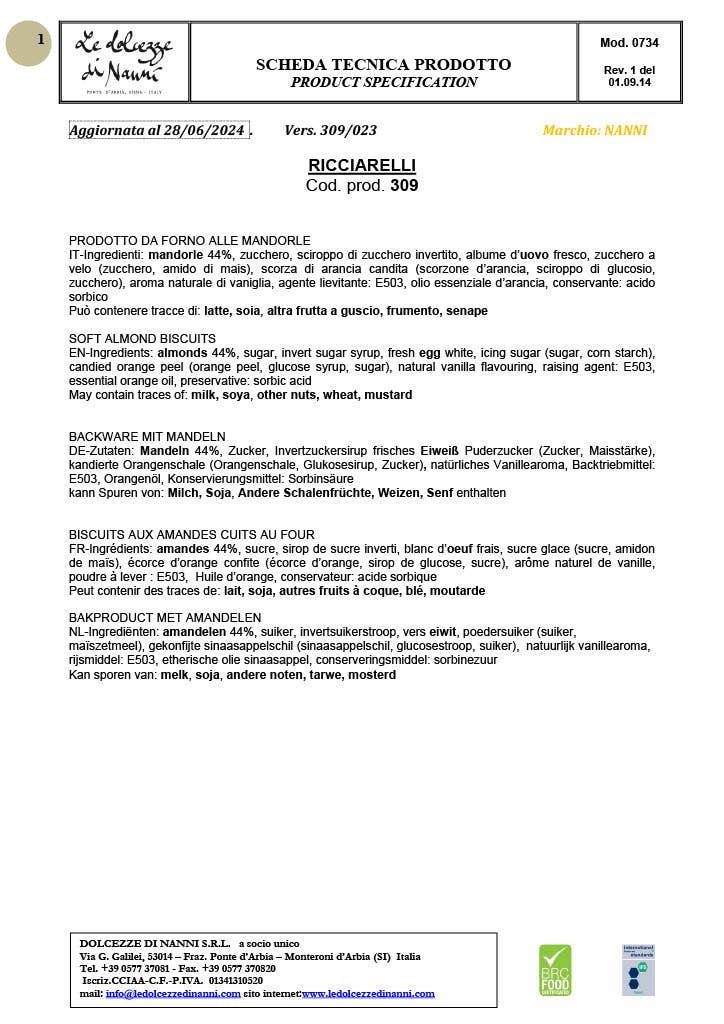 Le Dolcezze di Nanni - Venta al por mayor Galletas - 309_TARTA DE ALMENDRAS BLANDAS HECHA A MANO RICCIARELLI 4