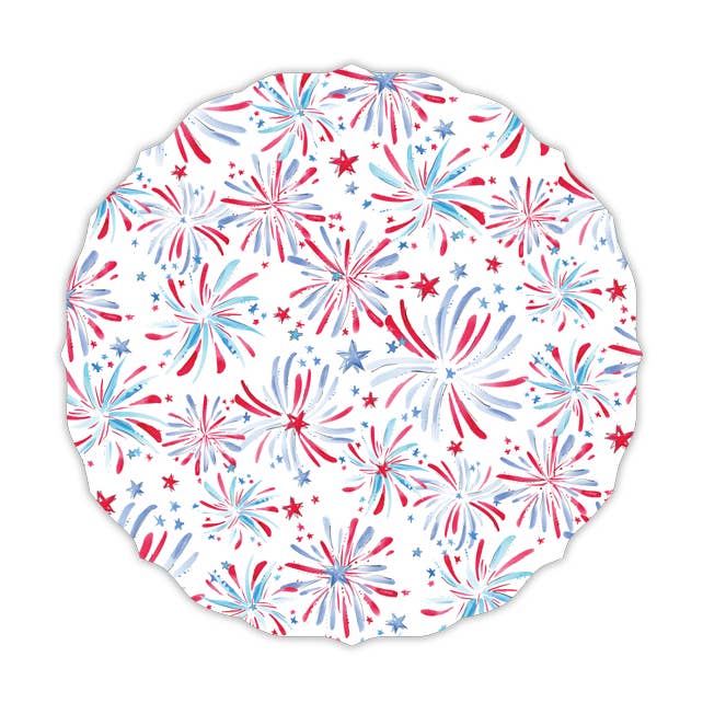 Red, White and Blue Fireworks Circle Posh Die-Cut Placemat for wholesale by RosanneBeck Collections