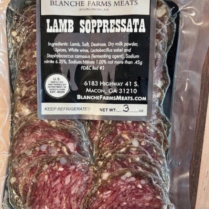 LAMB SOPPRESSATA for wholesale by Blanche Farms Meats