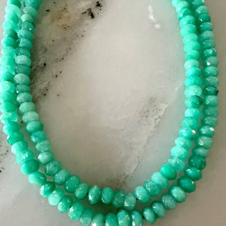 Sonya Renee Jewelry - Wholesale Beaded/Pearl Necklace - Candice Necklace - faceted and smooth gemstone roundels2