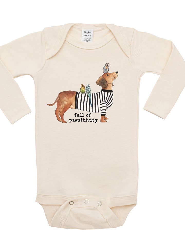 Full av pawsitivity | Organisk oblekt Snappie, långärmad för wholesale av mini + meep