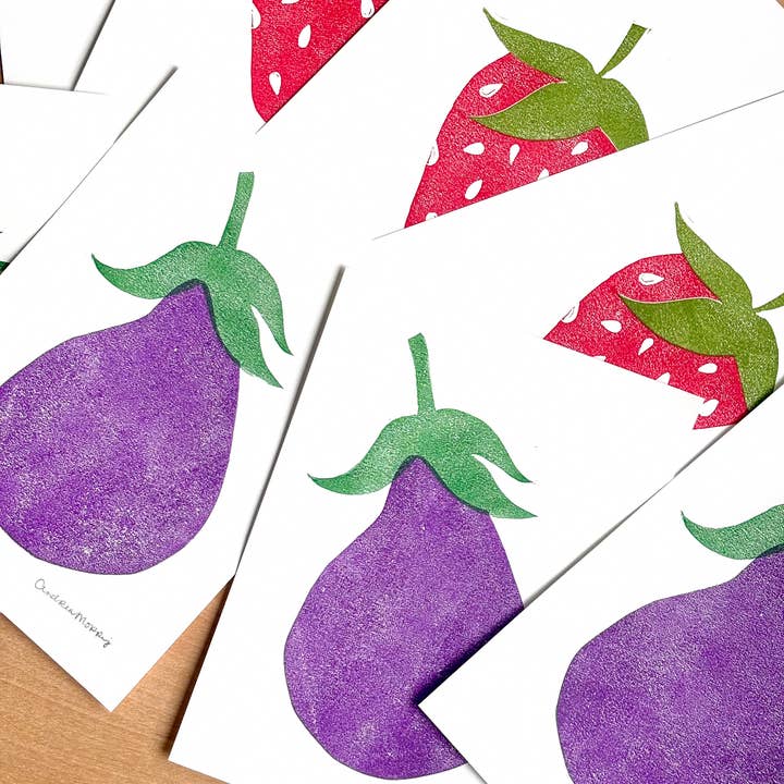 "Aubergine" Impresión Linograbado Hecho a Mano para venta al por mayor de Andrea Morris Studio