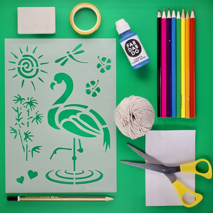Flamingo Delight Stencil for Arts and Crafts Kids 5yrs+ for wholesale by Fab Dab Do