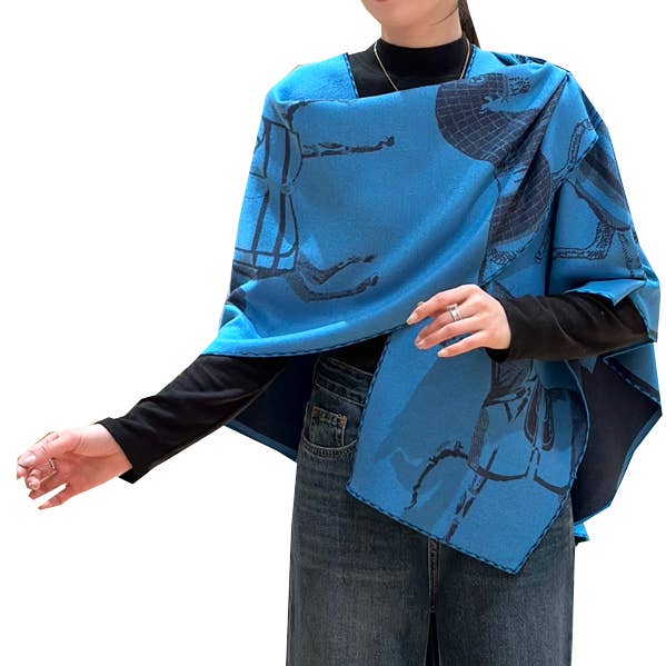 Winding River - Wholesale Wrap - Women's - Blue / Navy Trotter Reversible Short Loop Wrap