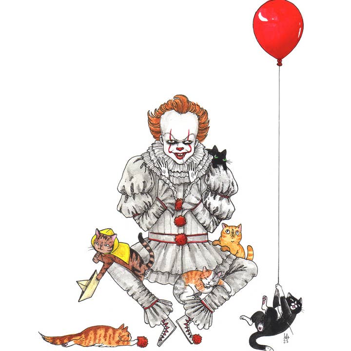 Stupid Animal Shop - Wholesale Art Print - Pennywhiskers - Pennywise from It 2017 Print