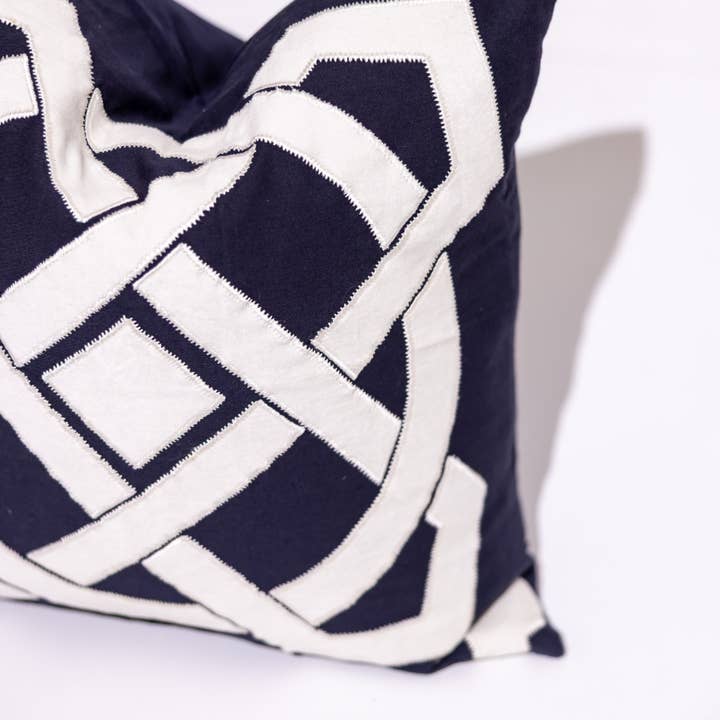 BHD HOME - Wholesale Throw/decorative pillow - Navy and White Dial Appliqué 55 x 554