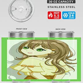 Cute and beautiful girl brown hair with yellow blouse 69#- anime- Tumbler for wholesale by Mugs R Us