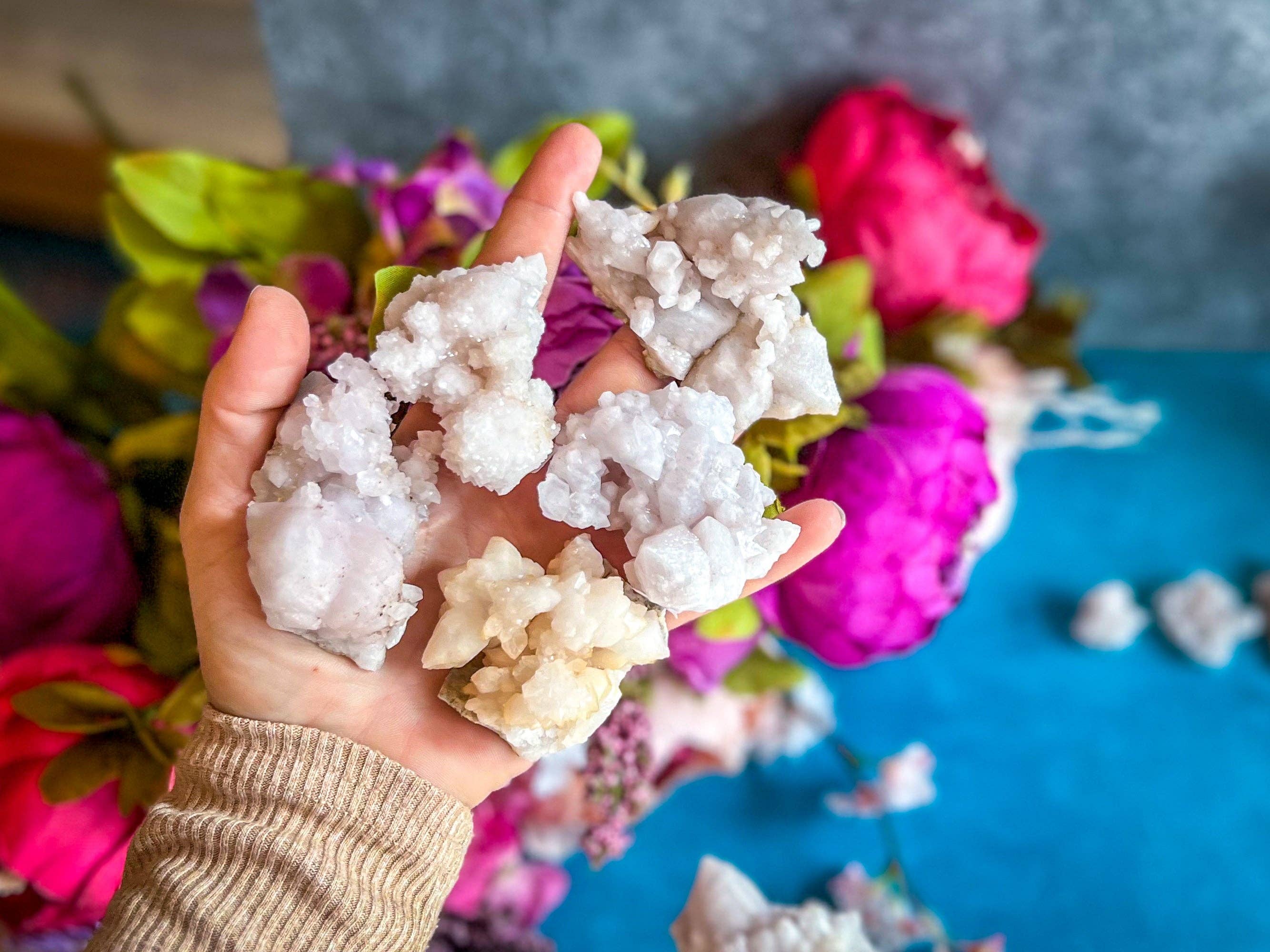 Mandala Gems – Engroshandel Spirituelle sten og krystaller – Krystalliserede lyserøde kvarts klynger, SJÆLDNE rosenkvarts klynger fra Tata Marokko12