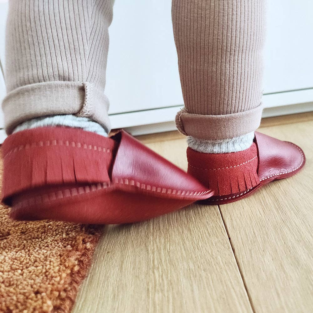 L&E Studio - Venta al por mayor Patucos - Bebé - Zapatos veganos para bebé mocasines en rojo profundo0