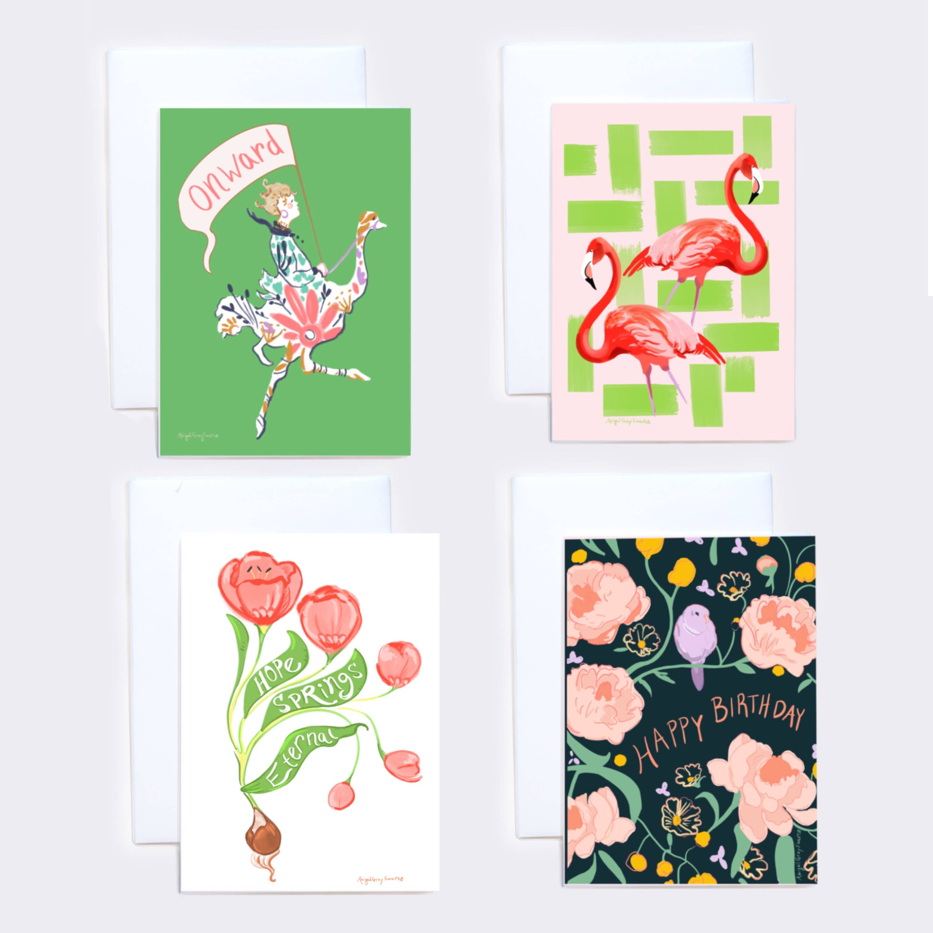 Gray Day Studio - Wholesale Everyday Greeting Card - Flamingos, colorful illustrated Greeting Card1