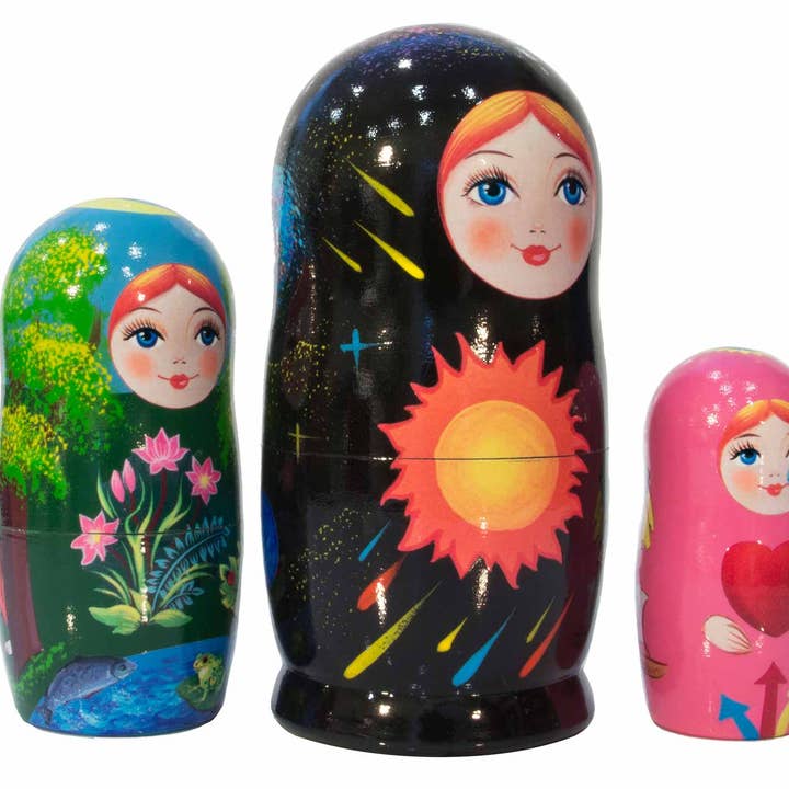 Golden Cockerel - Wholesale Doll - Kids - Montessori Cosmic Trio Nesting Doll 3pc./ 4"