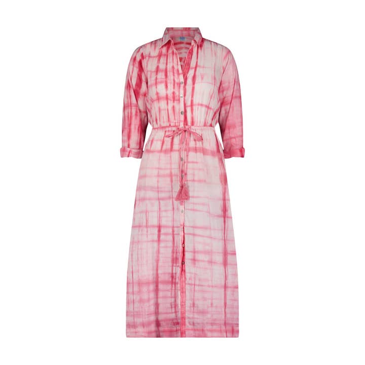 Robe chemise à boutons pour femme Anais Hibiscus Shibori pour la vente par Mer St. Barth