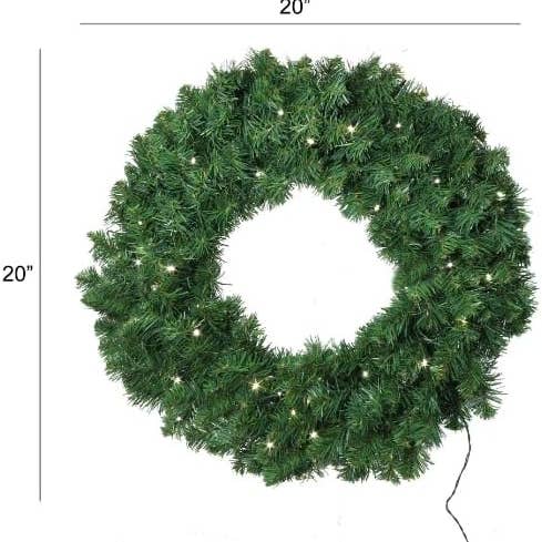 Larksilk - Wholesale Wreath - 6 PC Large Christmas Wreath 20" Northern Spruce with LED2