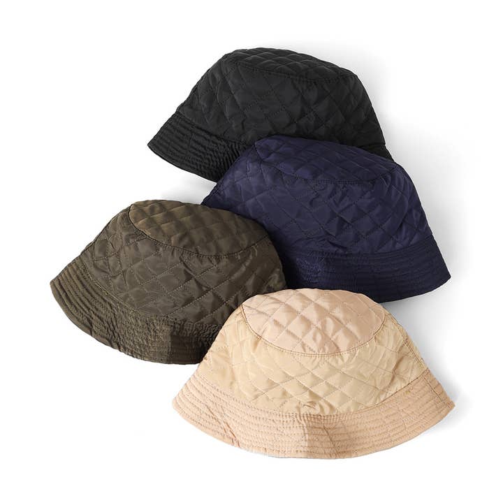 Ladies Fall/Winter Reversible Quilted & Suede Bucket Hat for wholesale by Selini New York