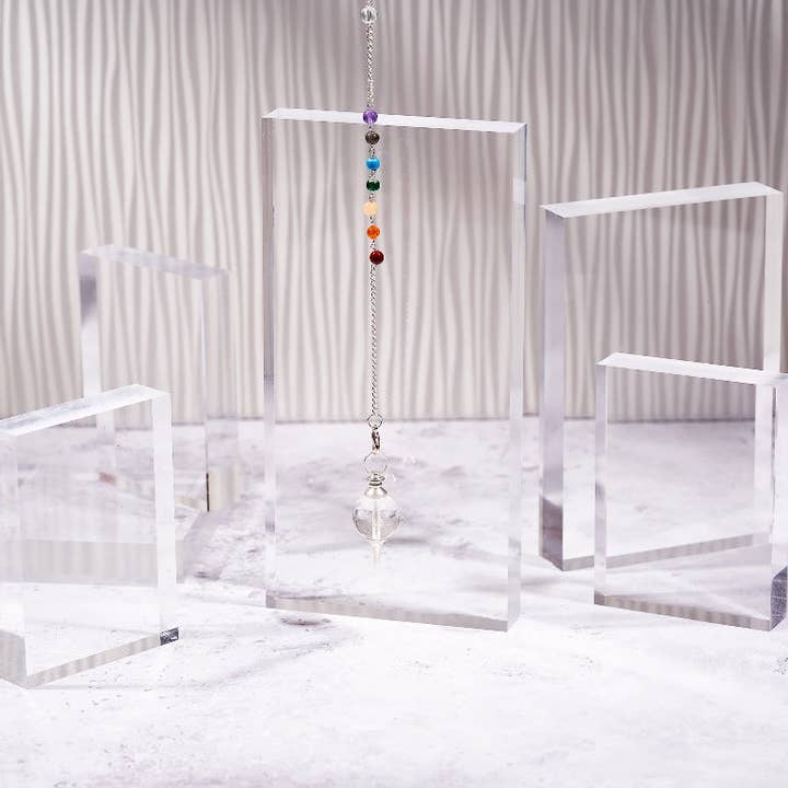 Ny! Klar kvarts naturlig polerad sfär Dowsing Chakra Pendulum för wholesale av Reiju