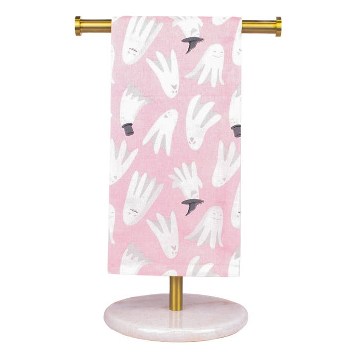 Hey Ghouls Hand Towel Light Pink/Black/White 20x28 for wholesale by The Royal Standard