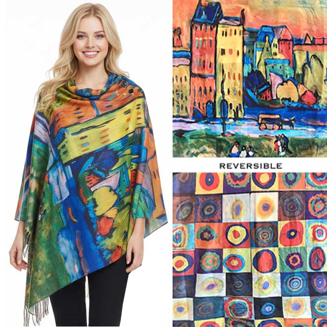 The Magic Scarf Company - Wholesale Wrap - Women's - 3180 - Sueded Art Design Button Shawls 6