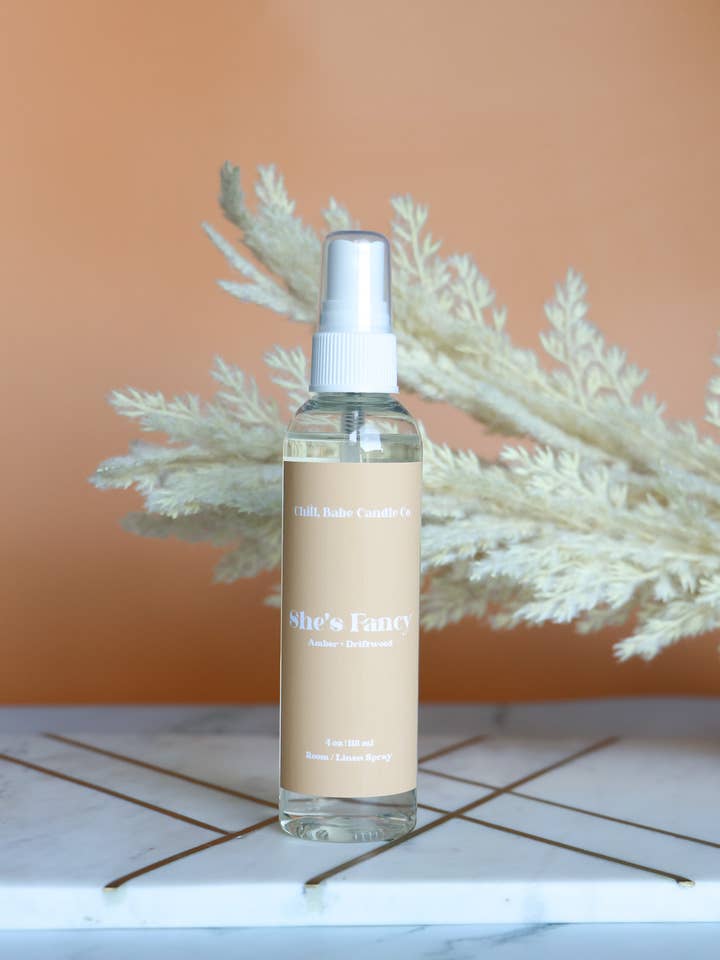She’s Fancy Room & Linen Spray | Amber + Driftwood for wholesale by Chill, Babe Candle Co