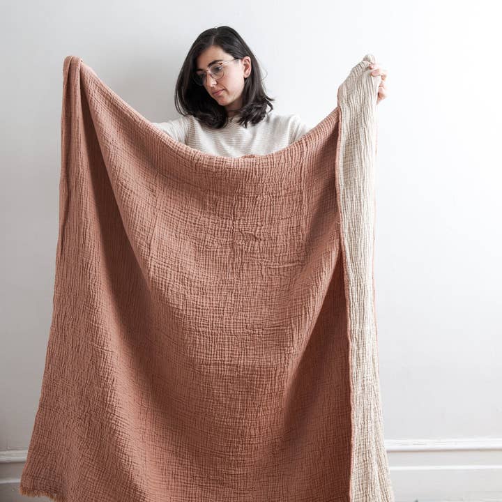 confetti mill - Wholesale Throw Blanket - Double Blanket - Coral & Oatmeal2
