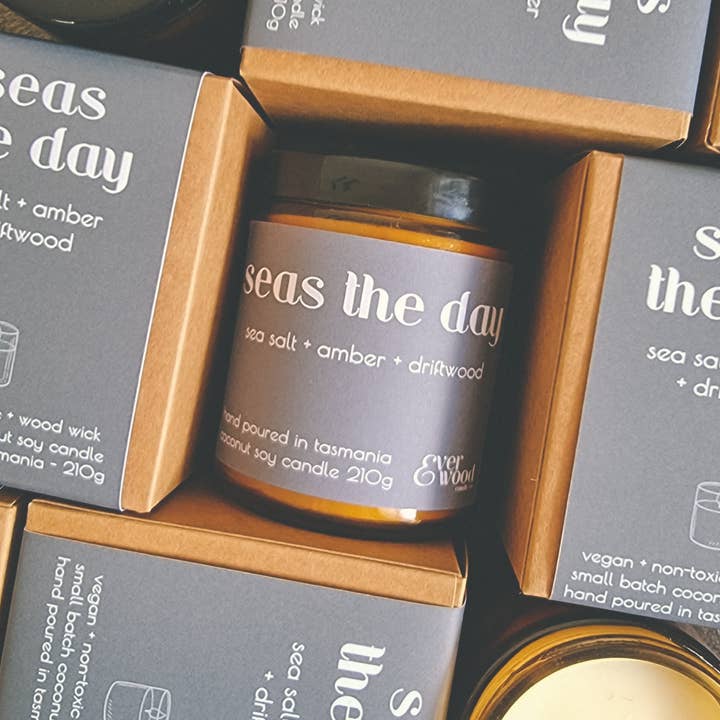 Everwood Candle Co. - Wholesale Jar/Filled Candle - 'Seas the Day' Candle 210g