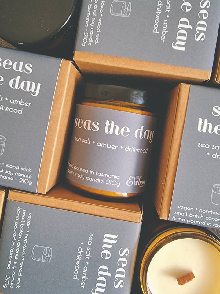 'Seas the Day' Candle 210g for wholesale by Everwood Candle Co.