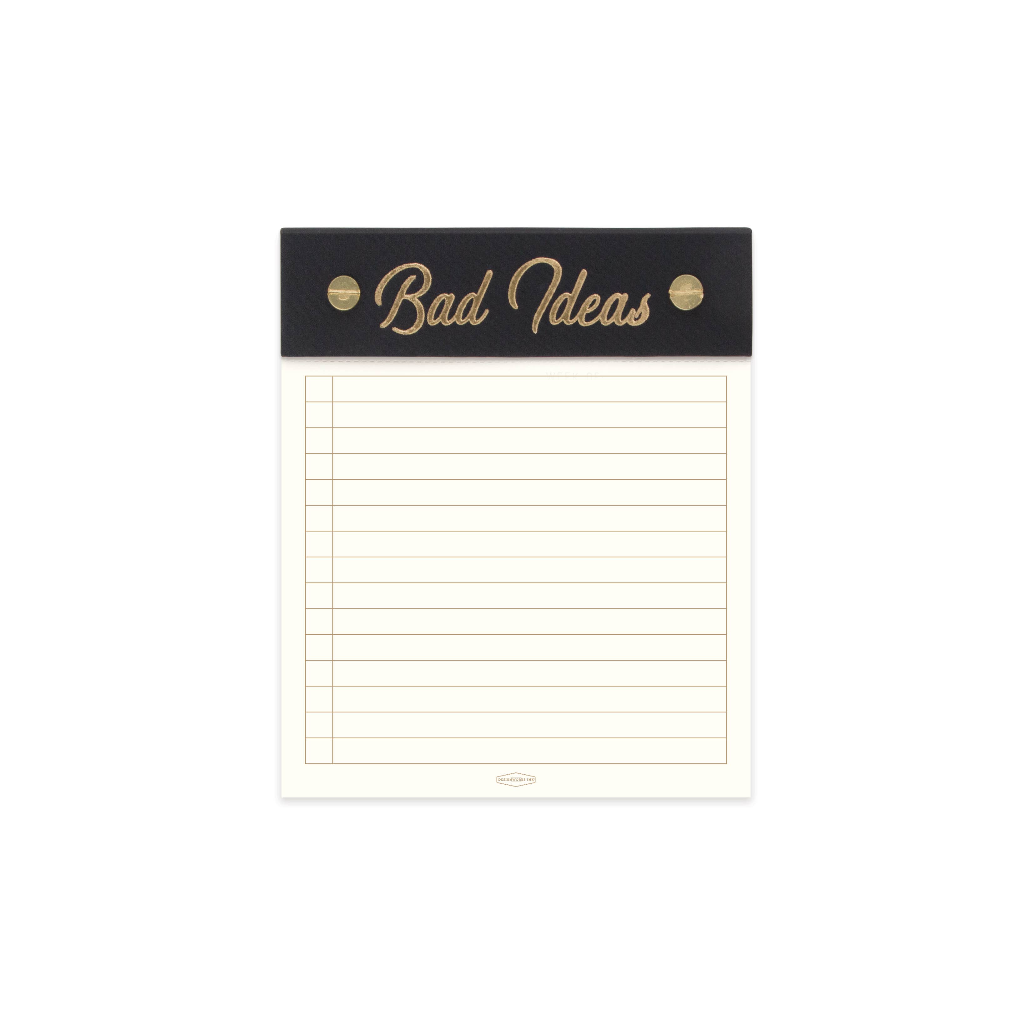 DesignWorks Ink - Wholesale Notepad - Post Bound Note Pad, 5 X 6 - Black "Bad Ideas"