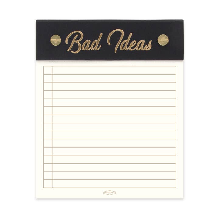 DesignWorks Ink - Wholesale Notepad - Post Bound Note Pad, 5 X 6 - Black "Bad Ideas"0
