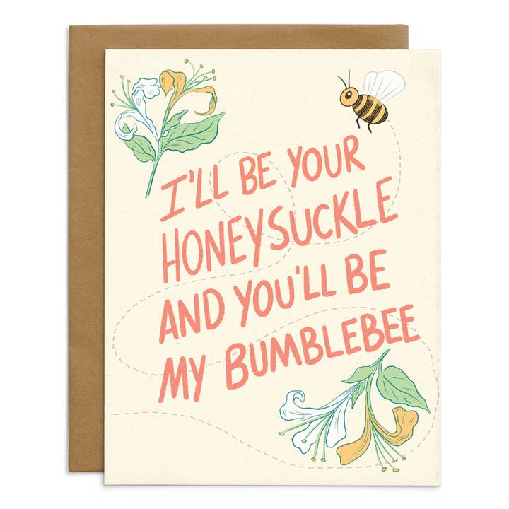 Honeysuckle and Bumblebee Card for wholesale by Starfangled Press