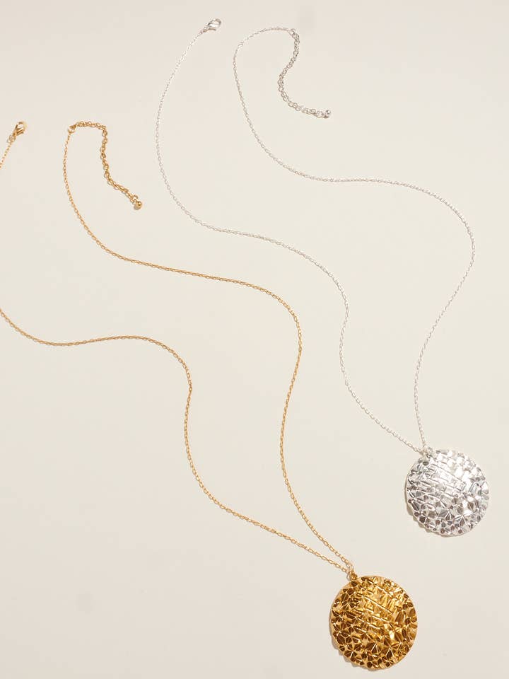 Round Shaped Metal Long Necklace for wholesale by Designature New York