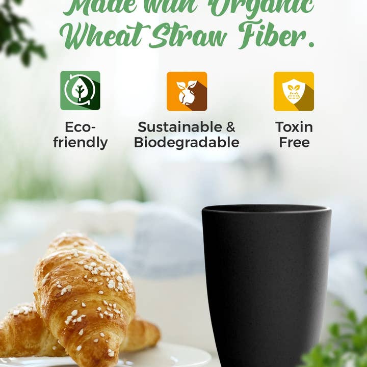 Greendish - Vente Verre/tasse - Ensembles de gobelets à boire en paille de blé écologique légers15