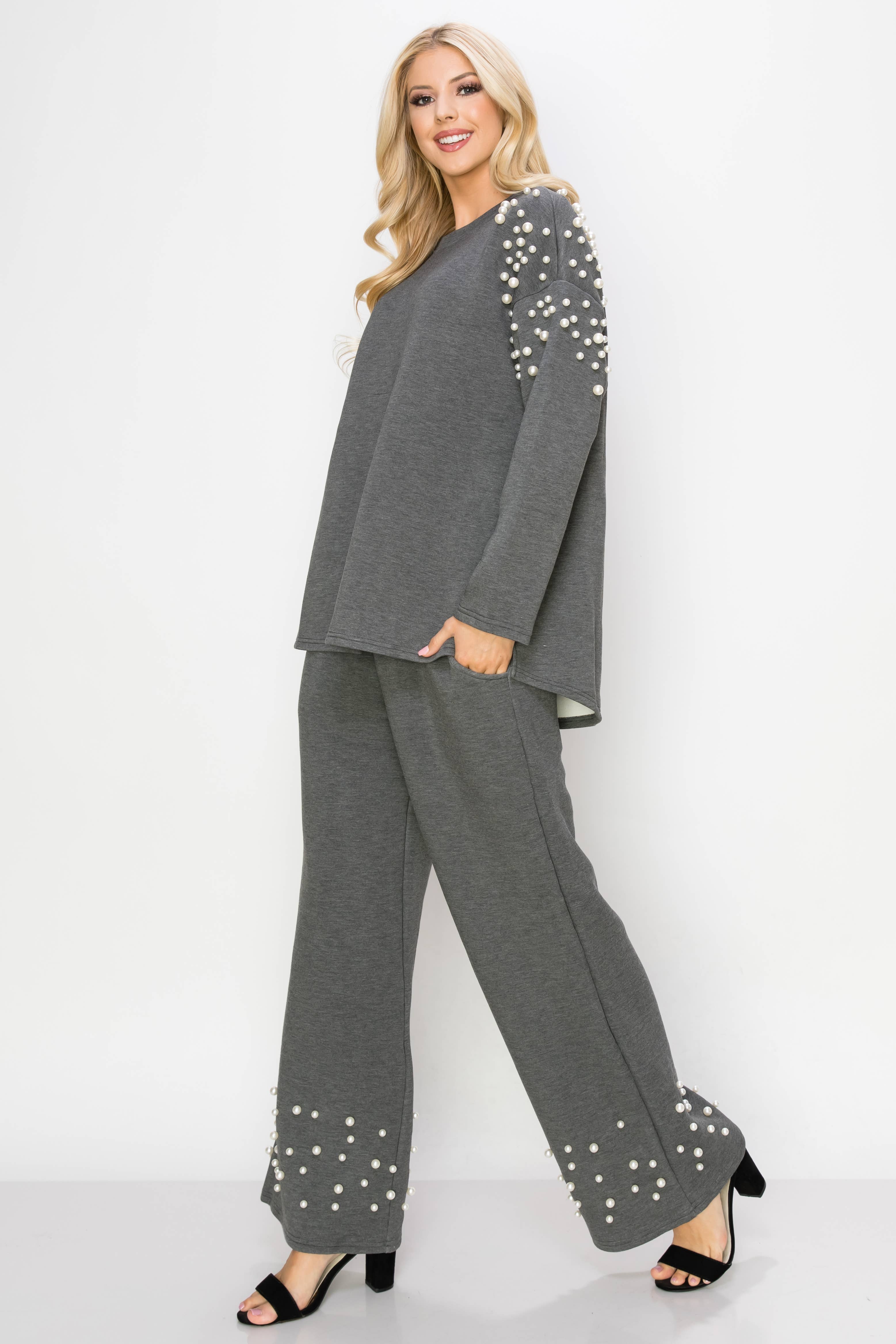 Joh Apparel - Wholesale Knit Top - Women's - Fiona Stretch French Scuba Pearl Top5