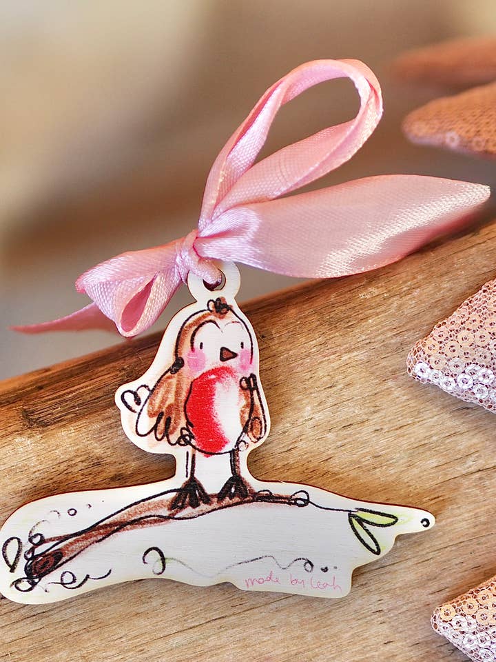 Wooden Ornament, The Robin for wholesale by Made by Leah