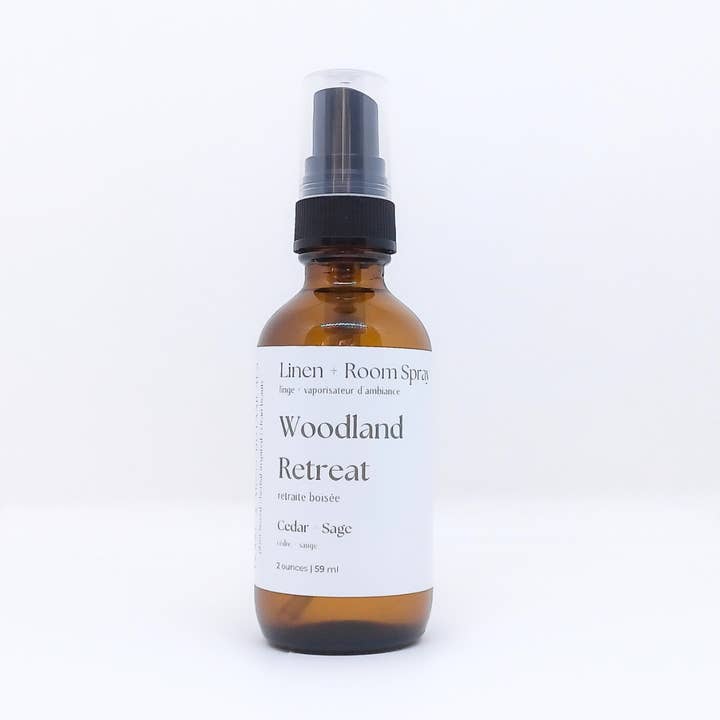 Linen + Room Spray: Woodland Retreat for wholesale by Pearl & Moss Botanicals Inc.