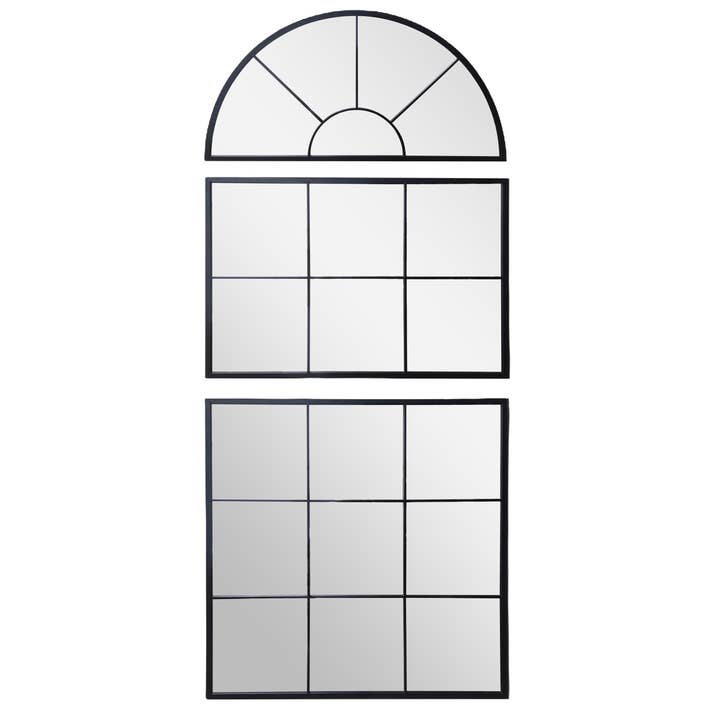 VIP Wood 68 in. Black 3-Piece Mirror Grid and Arched Top for wholesale by VIP Home & Garden