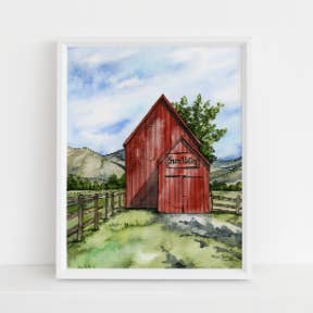 Sun Valley Rouge Été Imprimé pour la vente par Jennie Kilcup Watercolors