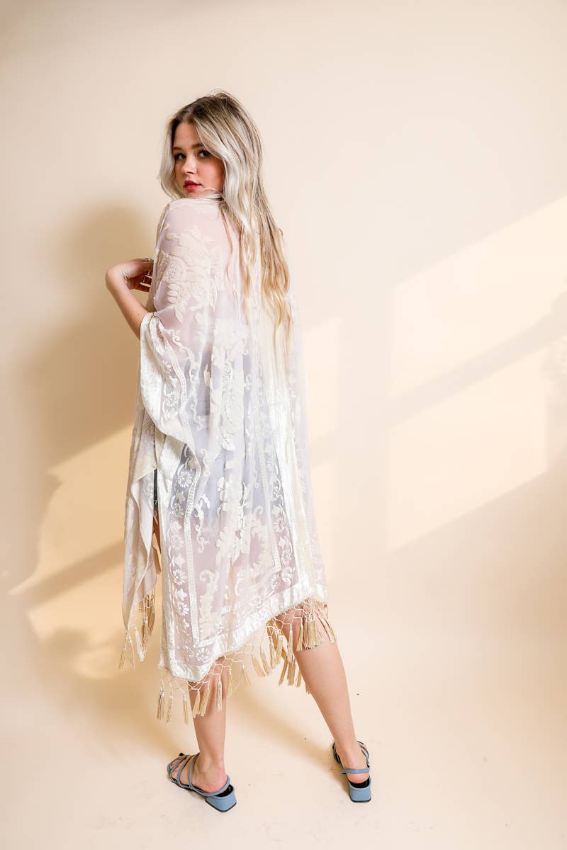 Leto Accessories - Wholesale Kimono - Women's - Western Velvet Mesh Tapestry Tassel Kimono10