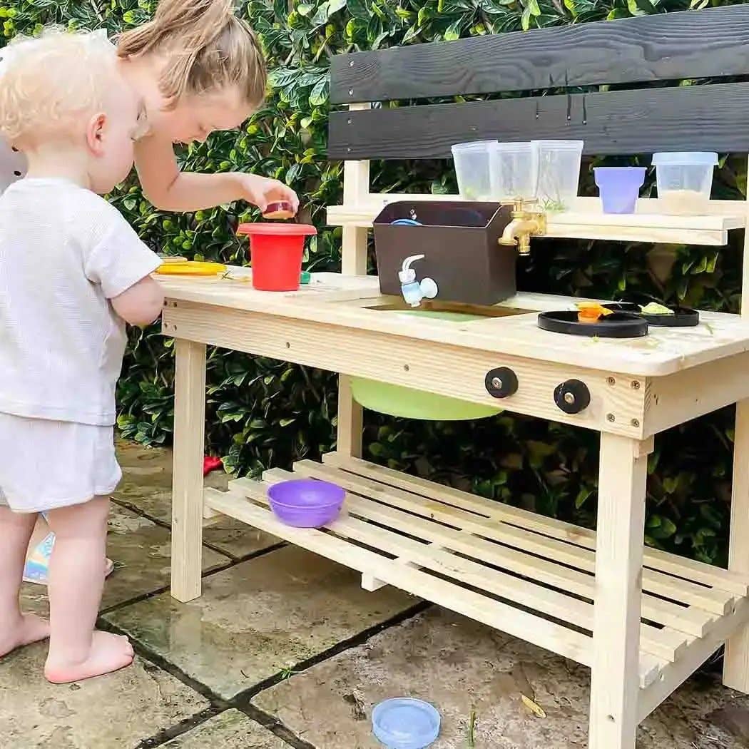 Big Game Hunters – wholesale Wood toy – Child – Double Mud Kitchen - With Working Tap4