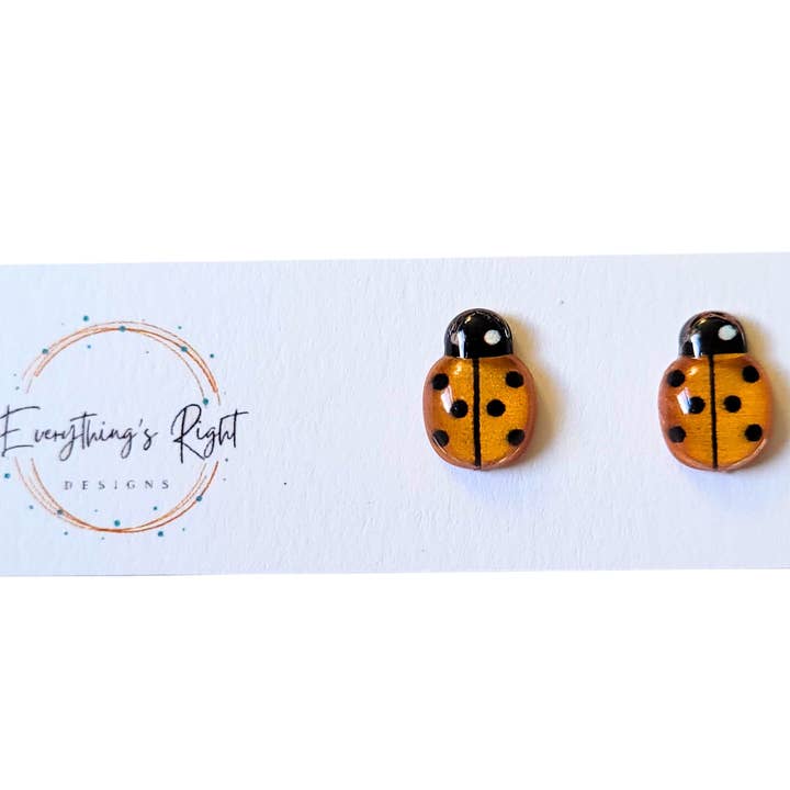 Boucles d'oreilles en forme de coccinelle orange, boucles d'oreilles pour tous les jours pour la vente par Everything's Right Designs