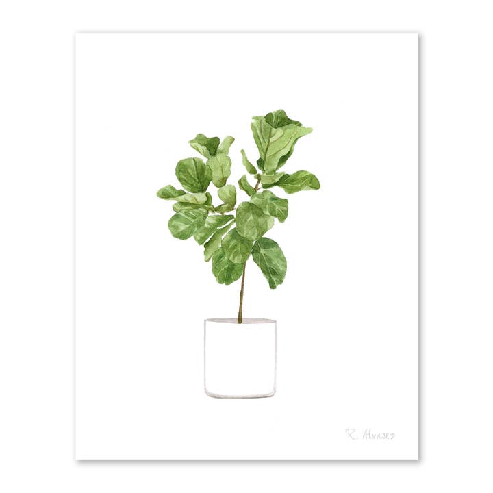 Minimalist Fiddle Fig Houseplant Art Print for wholesale by Rachel Alvarez Art