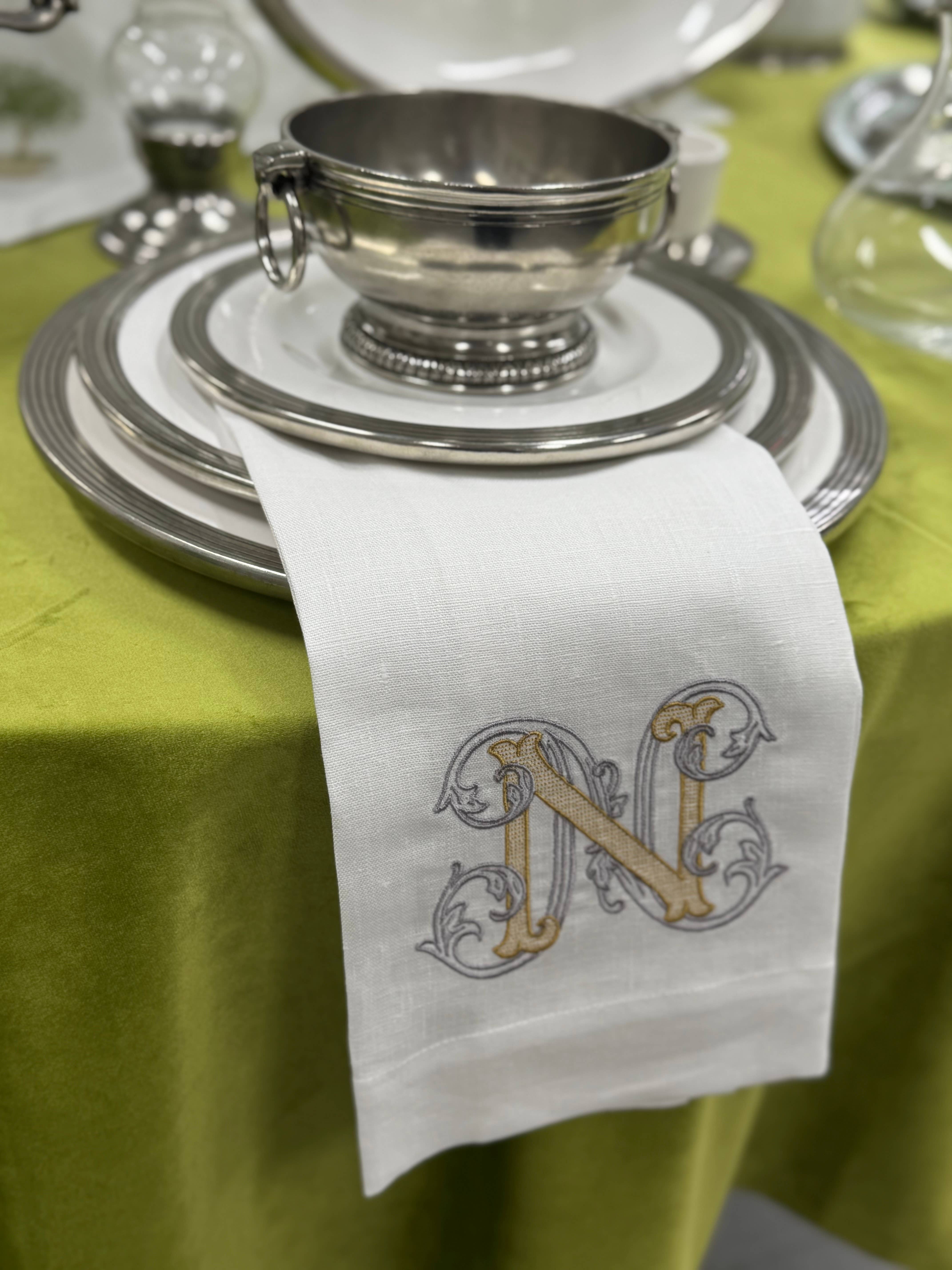 Arte Italica & Crown Linen Designs - Wholesale Tea Towel - Vintage Vine Monogram Linen Towel12