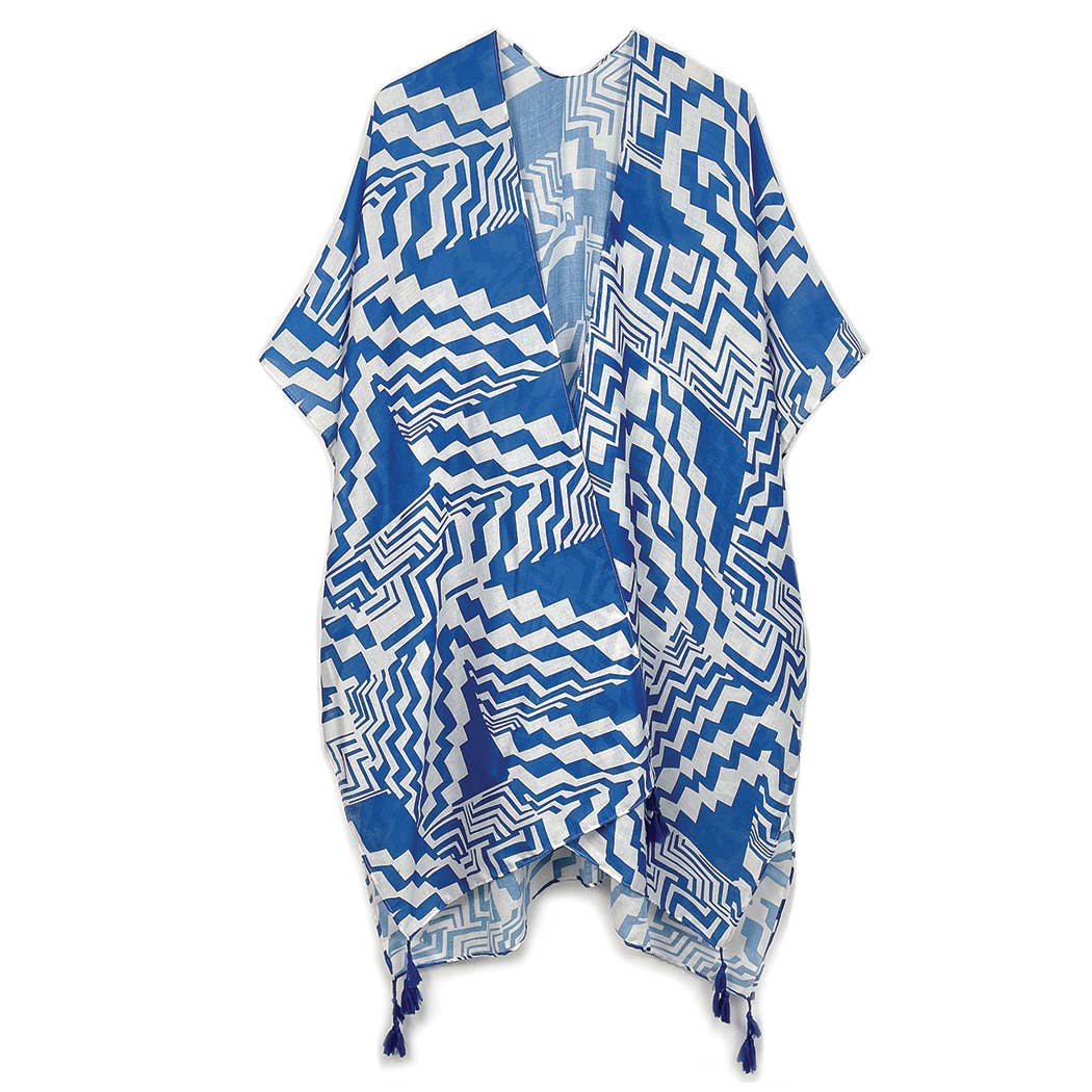 Fashion City – Engroshandel Kimono - Dame – Geometrisk Print Åben Front Kimono10