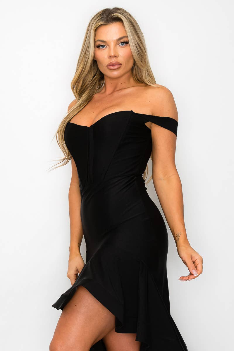 Kimcine - Wholesale Dress - Women's - KD20110Power Satin Corset Tube Top Ruffled Skirt  Dress(SALE5