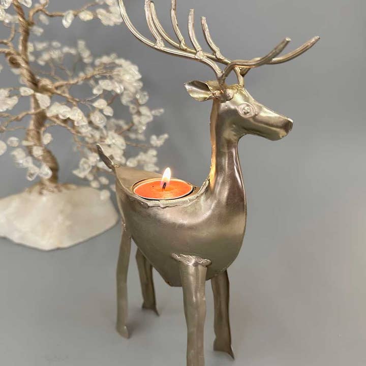 Buddha Groove - Wholesale Candle holder - Handcrafted Wrought Iron Reindeer Tea Light Holder1